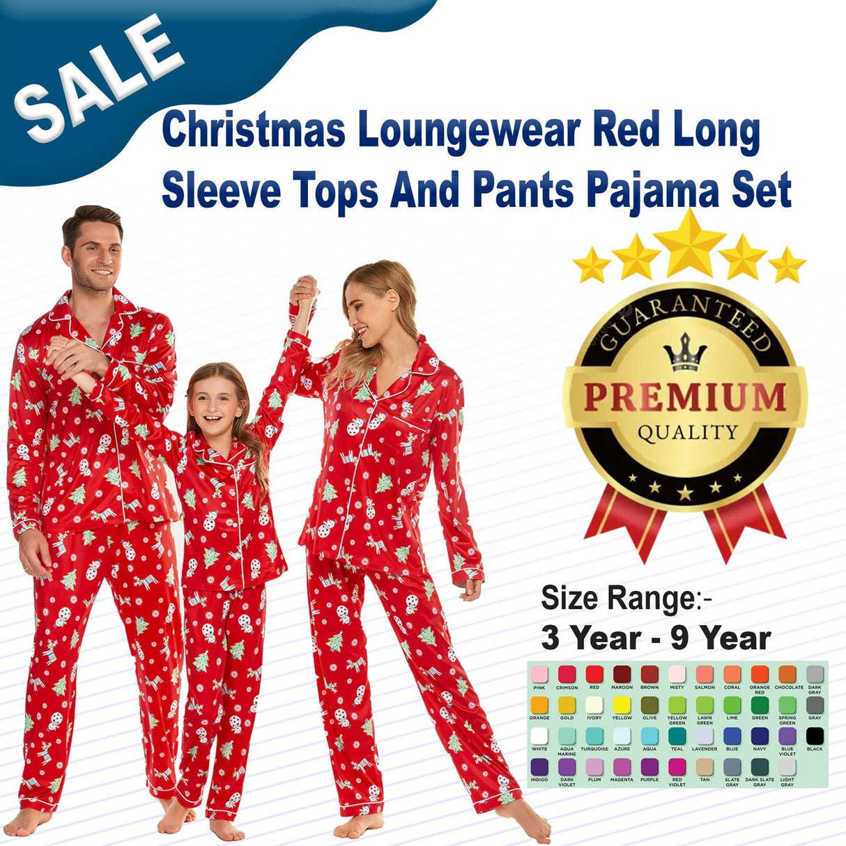 Christmas Loungewear Red Long Sleeve Tops And Pants Pajama Set