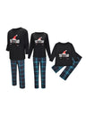 Christmas Hat Homewear Set Black Top & Plaid Pants