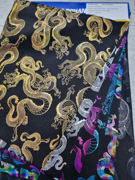 Nylon Spandex Asian Dragon Hologram Fabric 60"