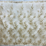 1 Yard Beaded Floral Lace Fabric Embroidered on Polyester Net Mesh 51 inch Width