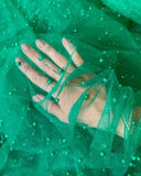 Pearl Beaded Tulle Mesh Kelly Green