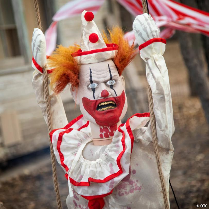 46" Hanging Animated Swinging Happy Clown Halloween Decoration