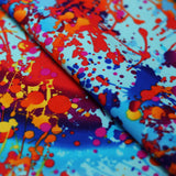 Graffiti Nylon Spandex Fabric - Rainbow Paint Splatter, Multi-Color, 58/60" Width (1 Yard)