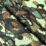 Bohemian Camo Polyester Spandex Fabric - Yellow/Olive Modern Camo Print, 58/60" Width (1 Yard)