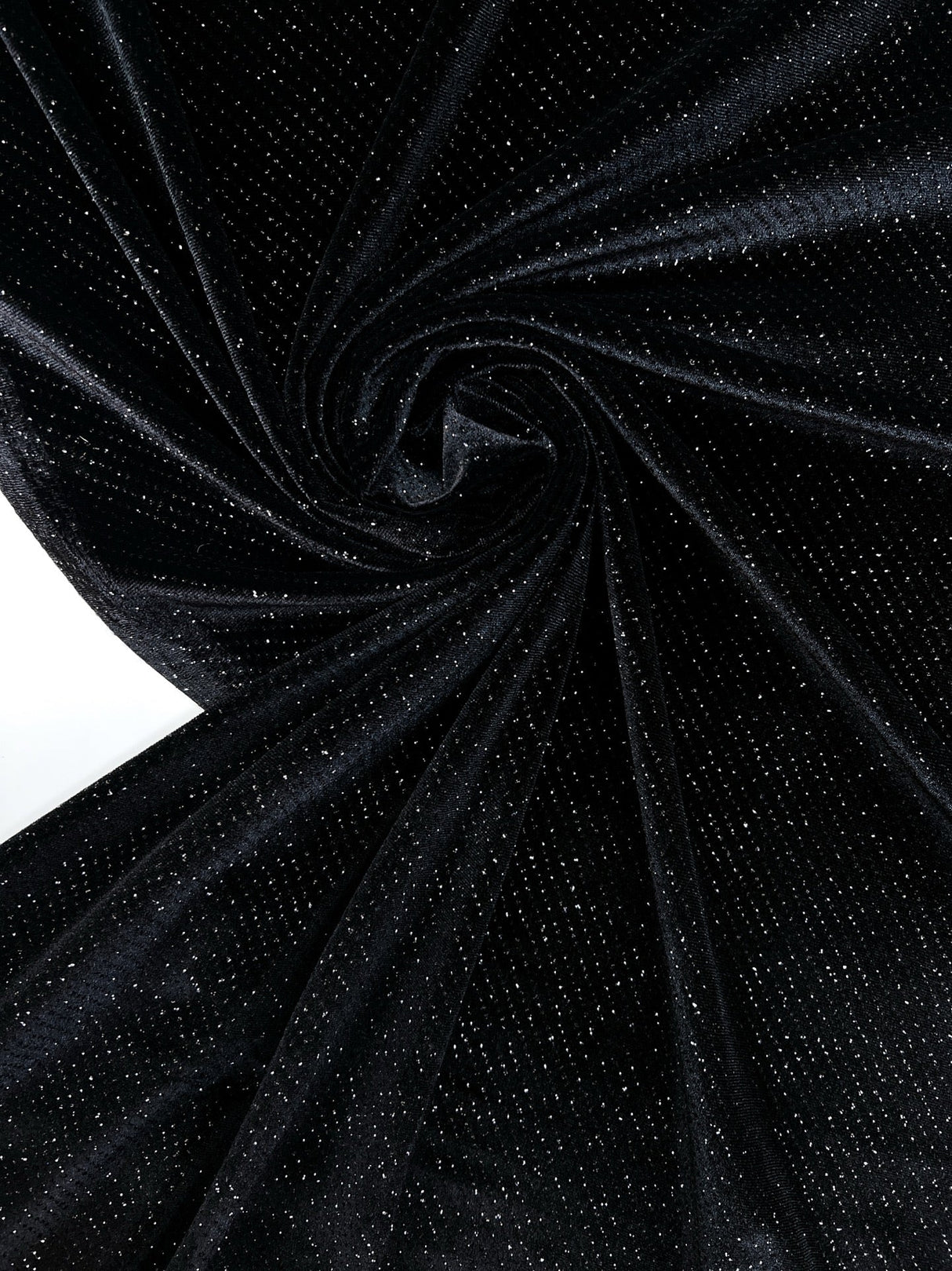 Black Velour Knitted Polyamide Stretch Fabric