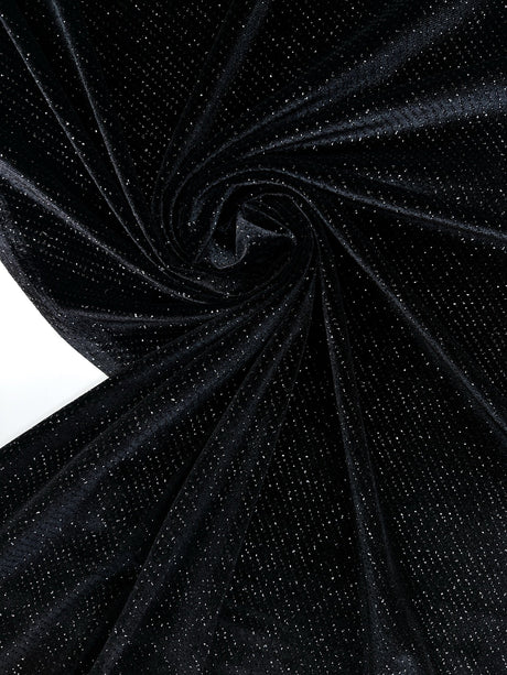 Black Velour Knitted Polyamide Stretch Fabric