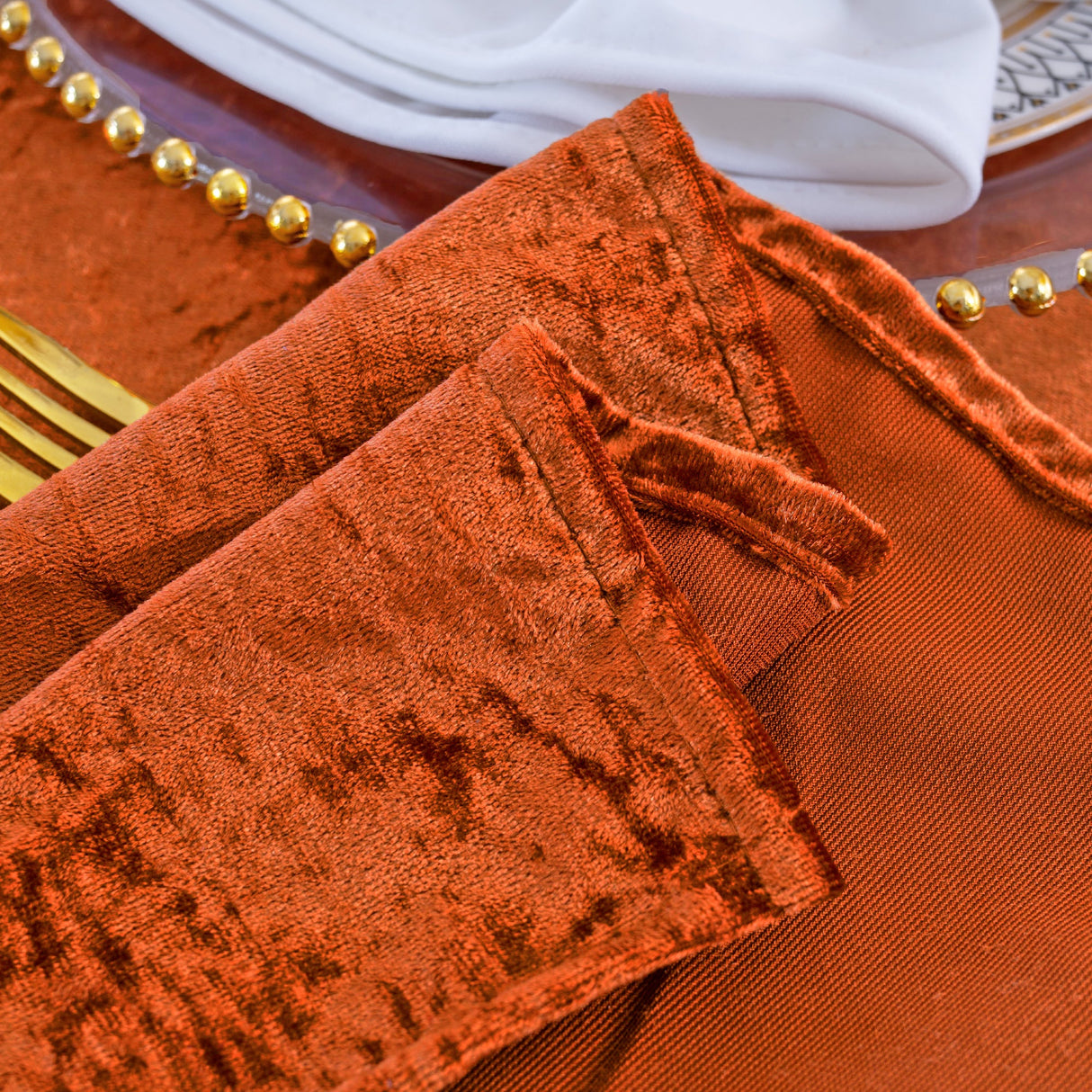 Velvet Backdrop Drape 12 ft x 57 in Rust/Burnt Orange