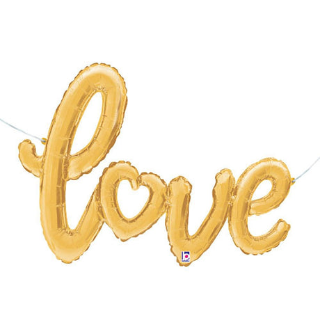 Foil Balloon Love Script Gold