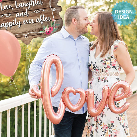 Foil Balloon Love Script Rose Gold
