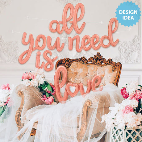 Foil Balloon Love Script Rose Gold
