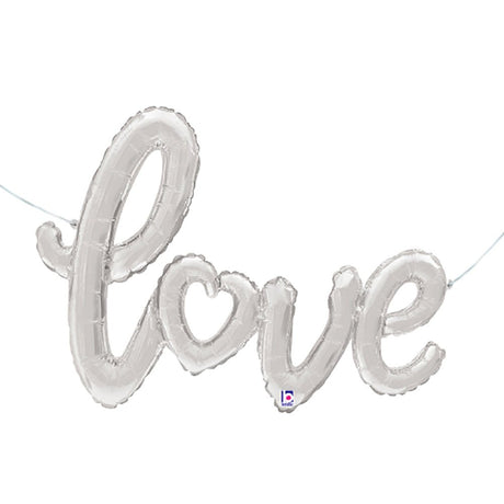 Foil Balloon Love Script Silver