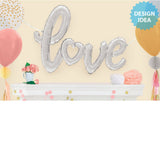 Foil Balloon Love Script Silver