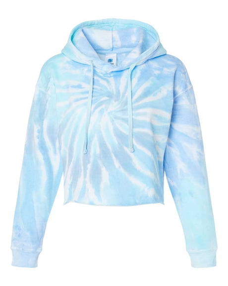 Colortone® Women's Tie-Dyed Crop Hooded Sweatshirt