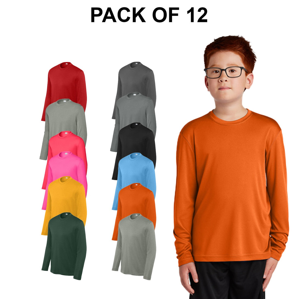 12 Pack: Sport-Tek® Youth Long Sleeve PosiCharge Competitor Tee