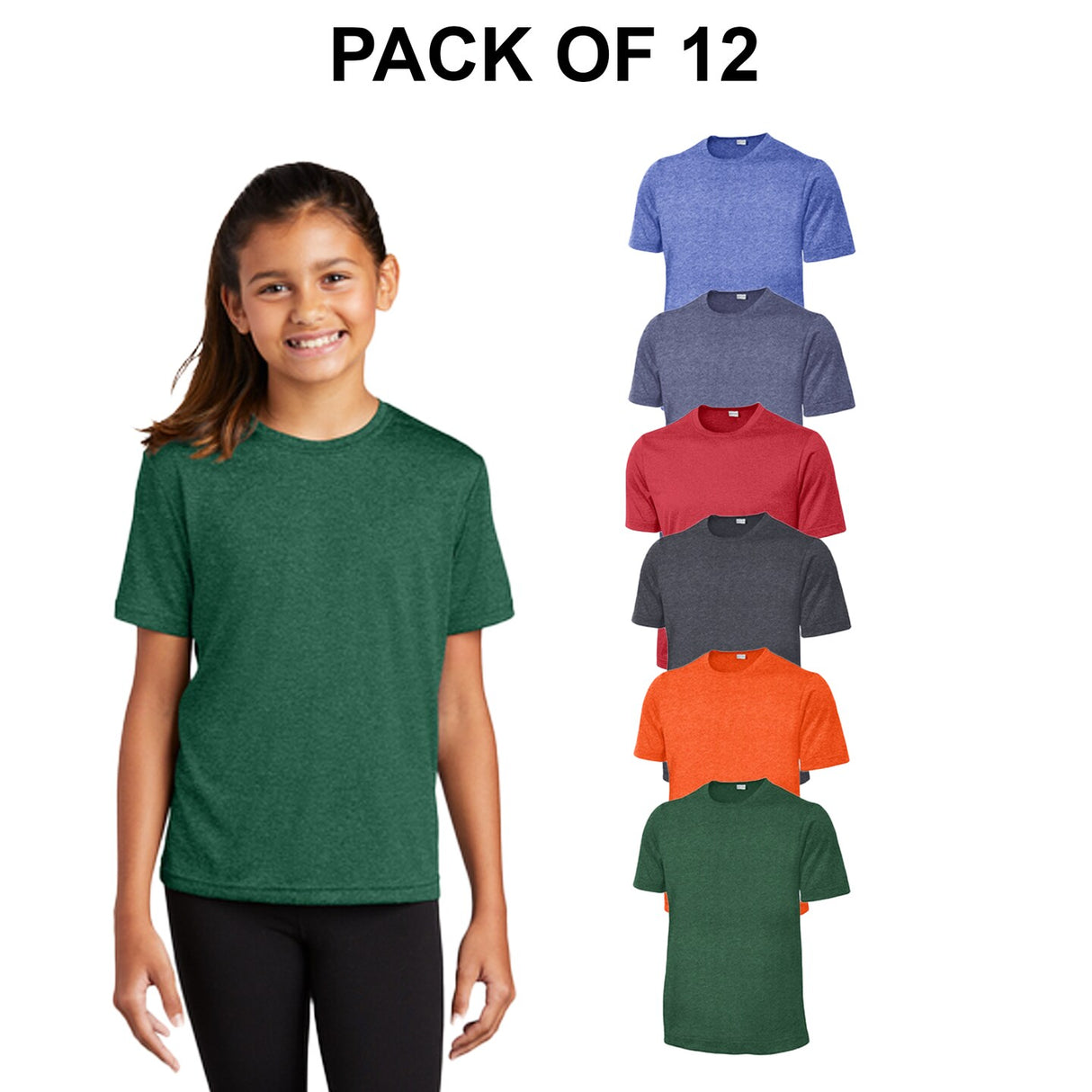 12 Pack: Sport®-Tek Youth Heather Contender Tee