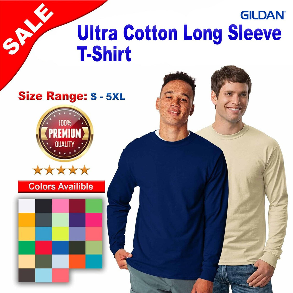 Gildan® Ultra Cotton Crewneck Long Sleeve T-Shirt