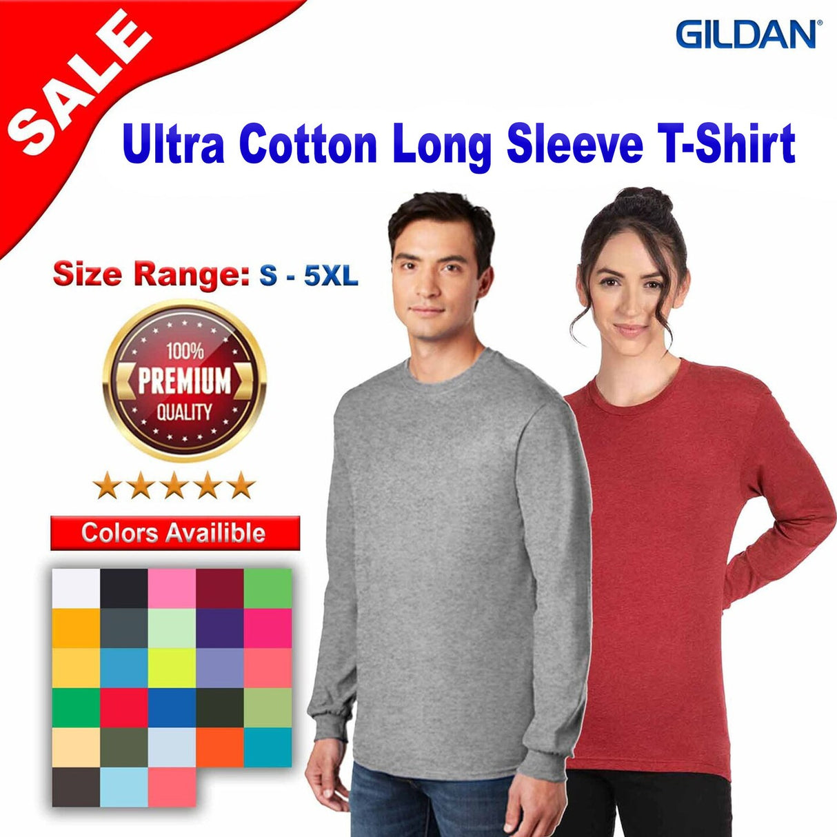 Gildan® Ultra Cotton Crowneck Long Sleeve T-Shirt