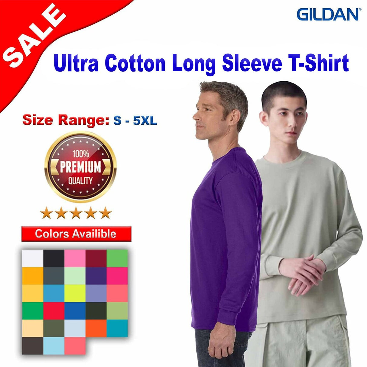 Gildan® Ultra Cotton Crewneck Long Sleeve T-Shirt