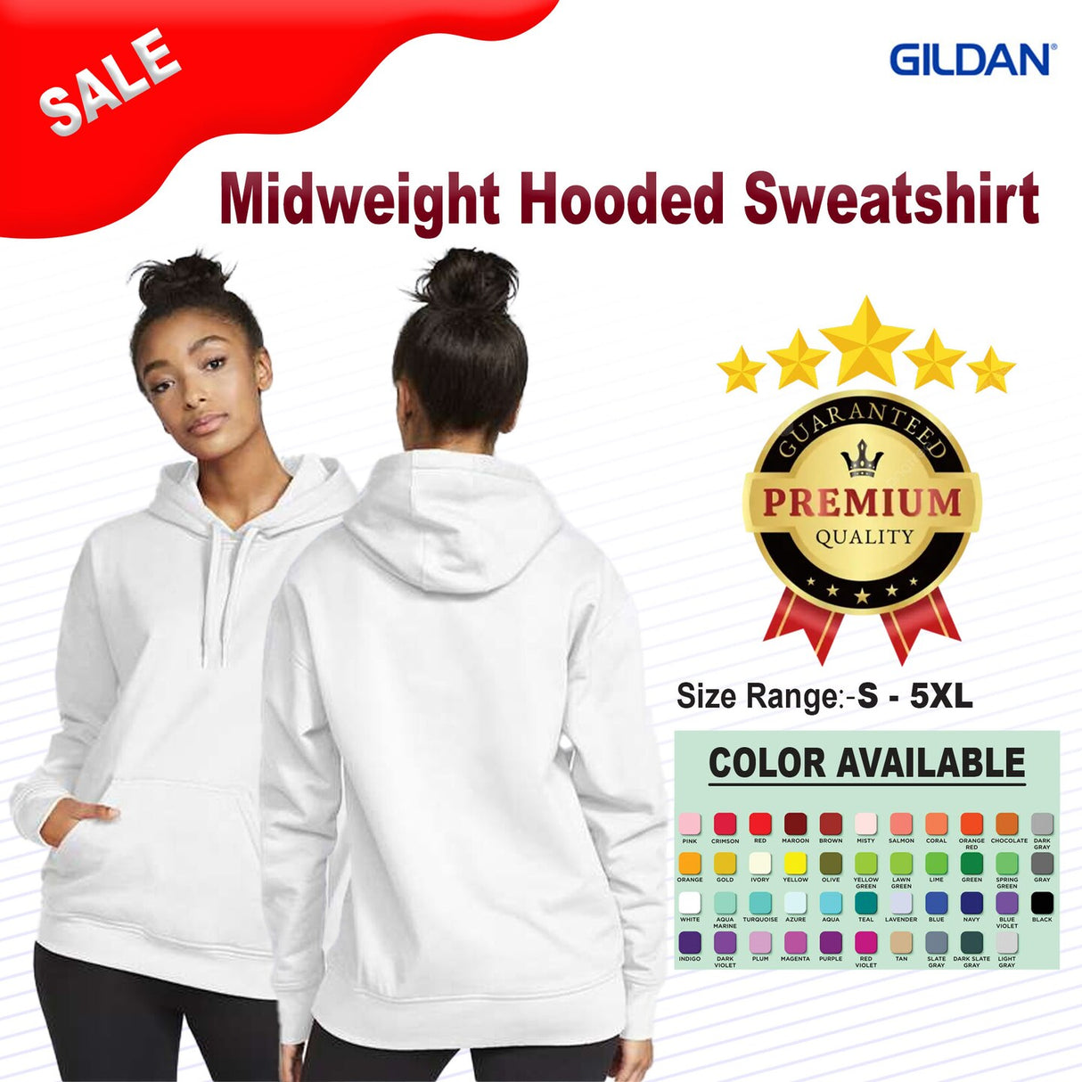 Gildan® Midweight Long Sleeve Hooded Sweatshirt