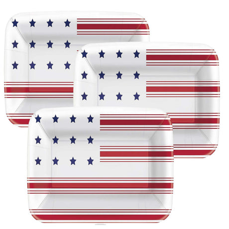 Peppy Patriotic 9" x 6" Rectangular Appetizer Plates 8ct