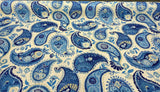 P Kaufmann Blue Paisley Fiesta Dance Tide Polyester Fabric - Blue Paisley, 54" Width (1 Yard)