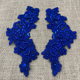Beaded Corded Floral Lace Applique Pair