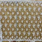 1 Yard Corded Bridal Lace Fabric Embroidered on 100% Polyester Net Mesh – Silver – 53"