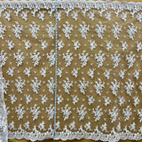 1 Yard Corded Bridal Lace Fabric Embroidered on Polyester Net Mesh 53 inch Width
