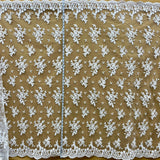 1 Yard - Corded Bridal Lace Fabric Embroidered on 100% Polyester Net Mesh - 53" Wide
