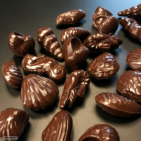 Chocolate World Polycarbonate Chocolate Mold, Shells & Sea Creatures, 22 Cavities