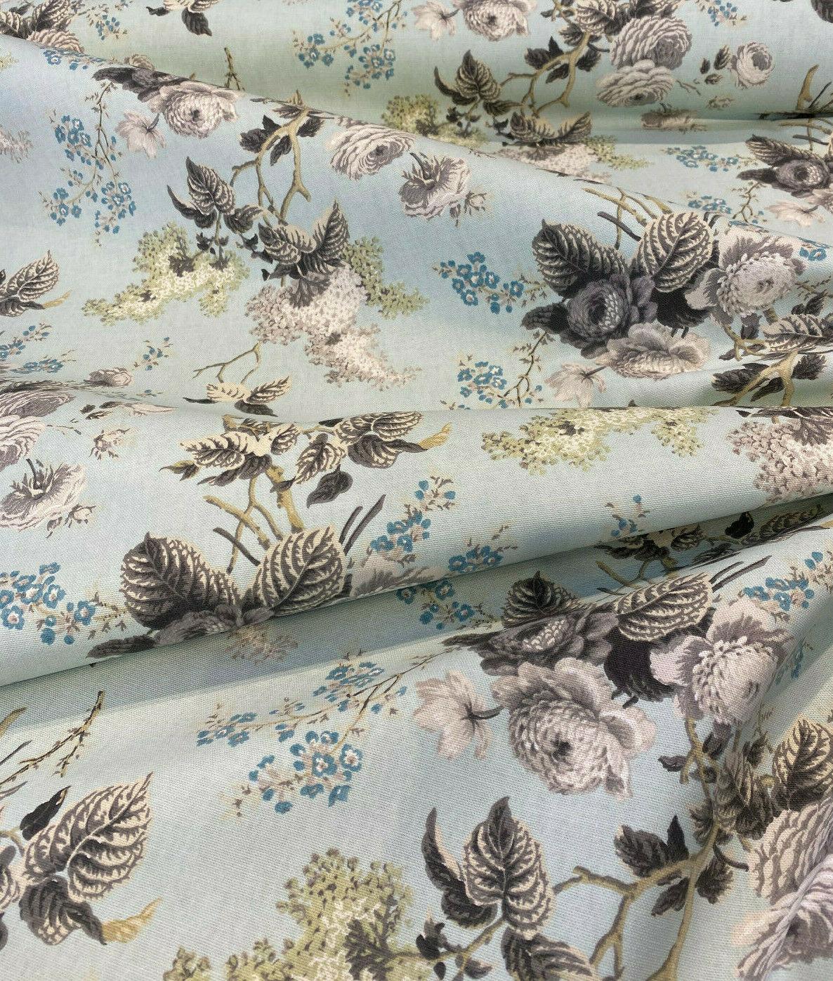 Waverly Emma's Garden Cotton Fabric - Floral Birds, Blue, 54" Width (1 Yard)