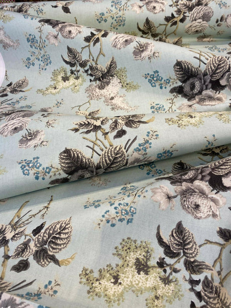 Waverly Emma's Garden Cotton Fabric - Floral Birds, Blue, 54" Width (1 Yard)