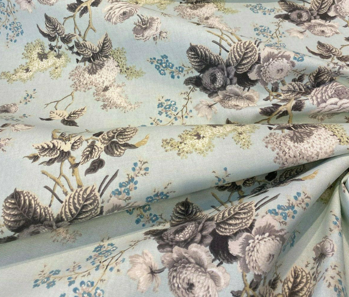 Waverly Emma's Garden Cotton Fabric - Floral Birds, Blue, 54" Width (1 Yard)