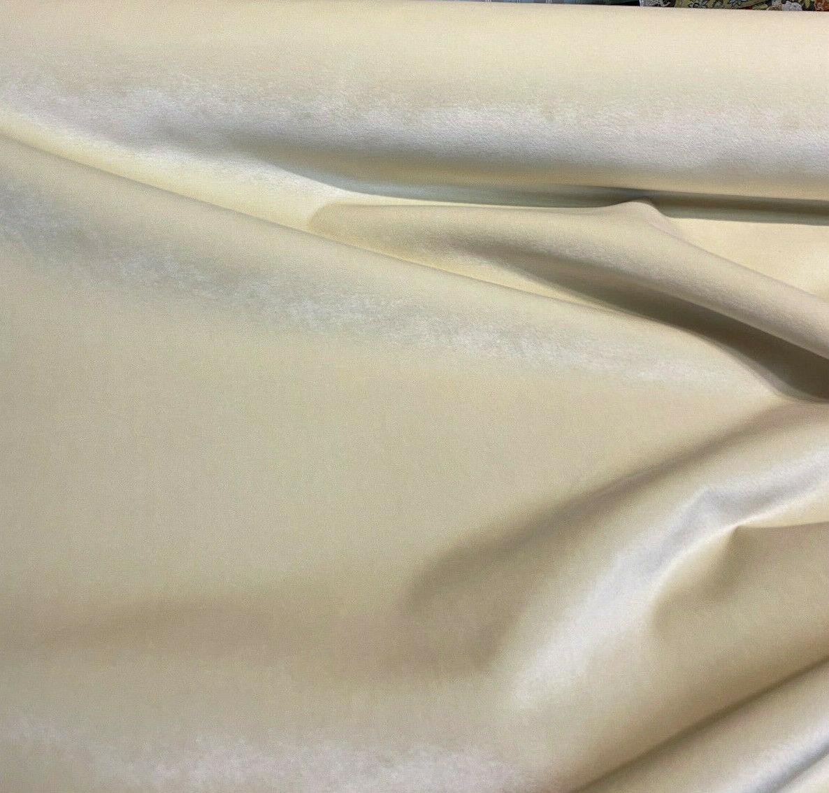 Bentley Velvet Upholstery Fabric - Butter Cream, 54" Width (1 Yard)