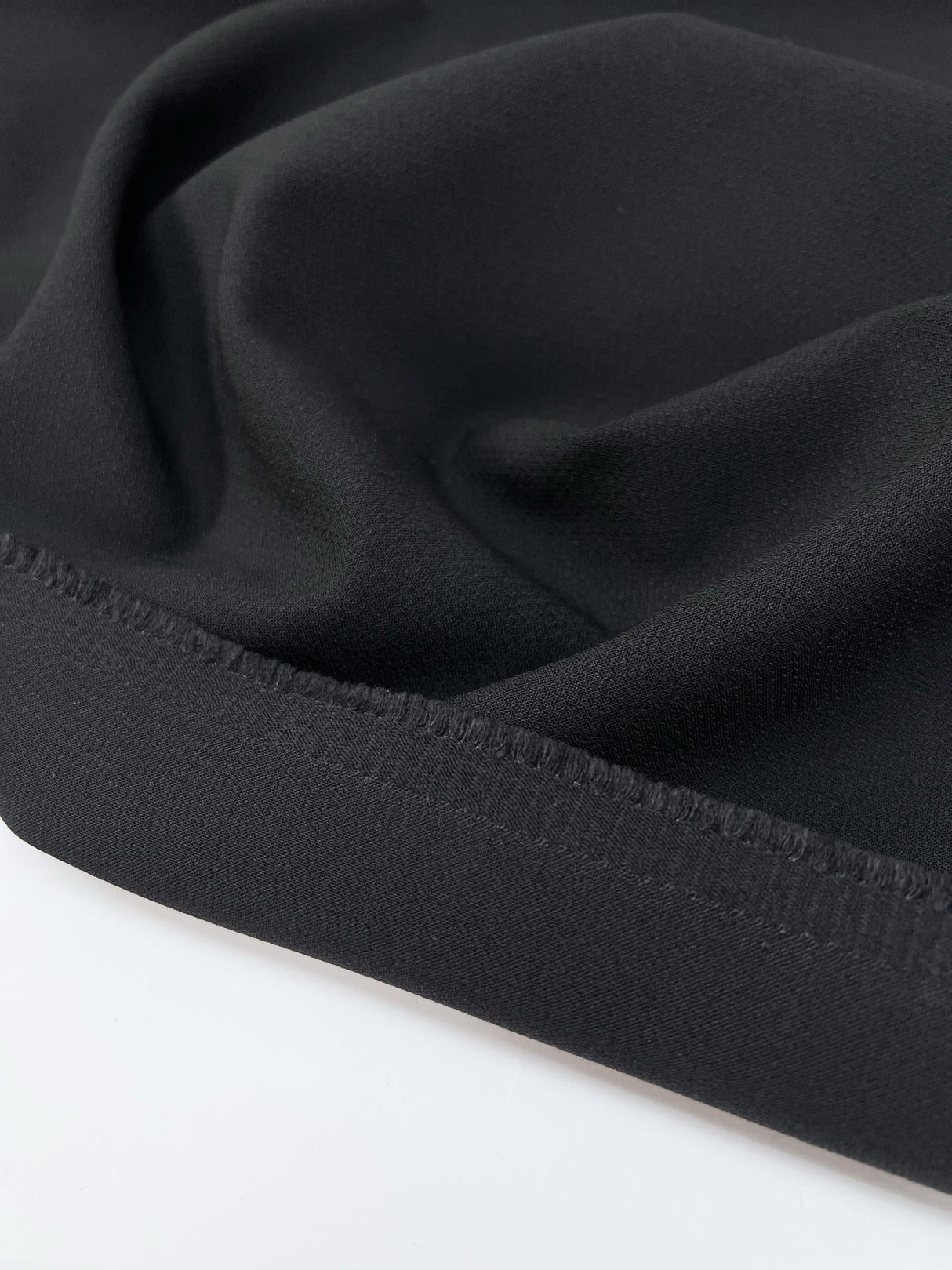 Italian Black Double Weave Wool Stretch Fabric