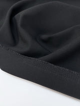 Italian Black Double Weave Wool Stretch Fabric