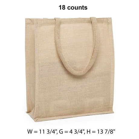 Natural Jute Shopping Bags 11 3/4 '' X 4 3/4 '' X 13 7/8 '' Fine Weave Large