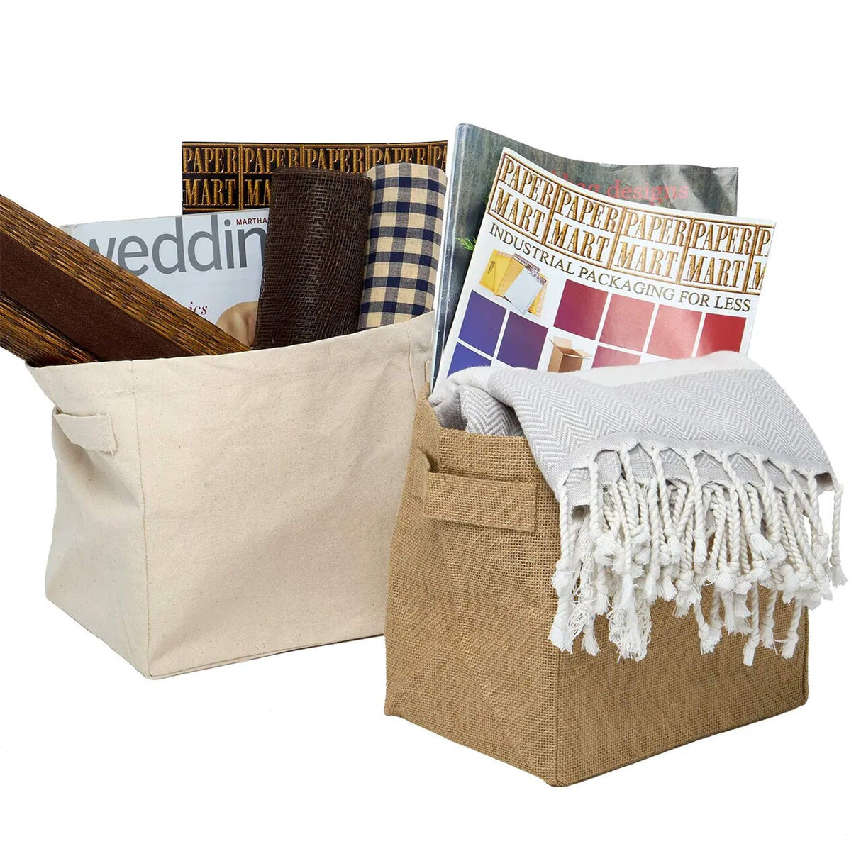 Burlap/Canvas Storage Baskets 9 '' X 7 '' X 9 '' Natural Burlap