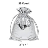 Metallic Lame Bags 3 '' x 4 '' Silver Color 12 EACH / PACKAGE