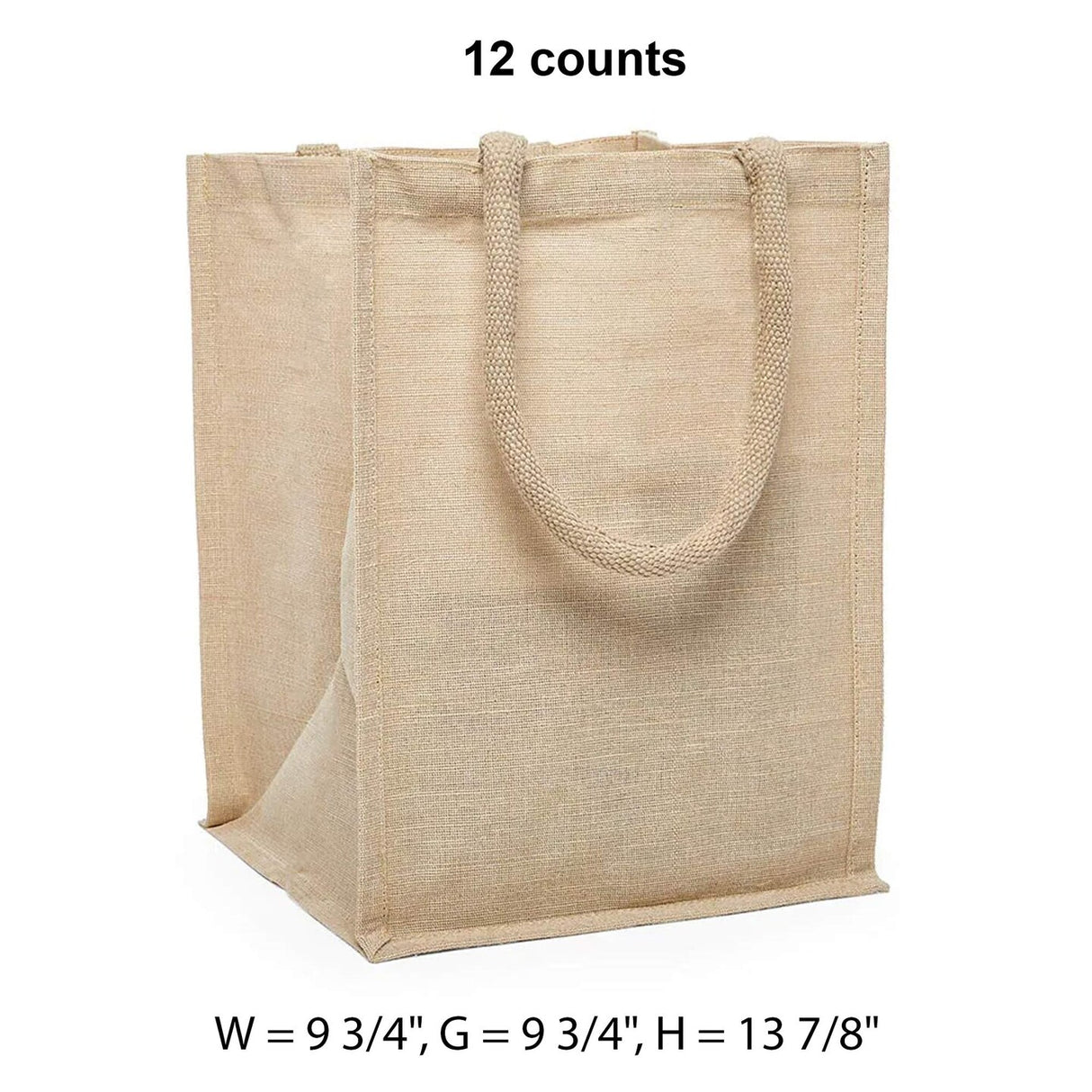 Natural Jute Shopping Bags 9 3/4 '' X 9 3/4 '' X 13 7/8 '' Fine Weave Medium