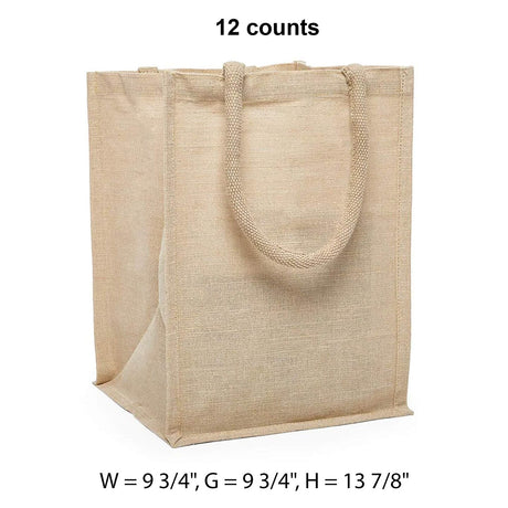 Natural Jute Shopping Bags 9 3/4 '' X 9 3/4 '' X 13 7/8 '' Fine Weave Medium
