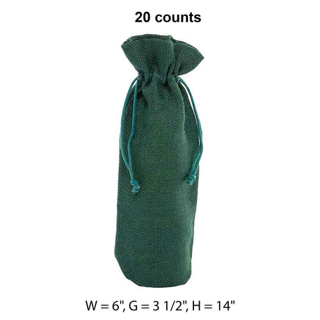 Simple Jute Wine Bags 6 '' X 3 1/2 '' X 14 '' Forest