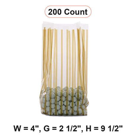 Stripe Patterned Cello Bags 4 '' x 2 1/2 '' x 9 1/2 '' Vertical Stripe Gold Color