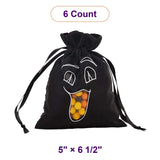 Halloween Taffeta Bags 5 '' x 6 1/2 '' Black Ghost Face Color 6 EACH / PACKAGE