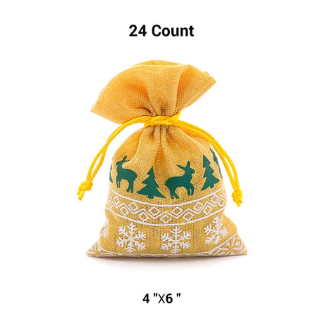 Christmas Faux Linen Bags Perfect 4” x 6” Size for Gifts