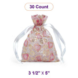 Printed Patterns On Flat Organza Bags 3 1/2 '' x 5 '' Hearts & Swirls Color 30 EACH / PACKAGE