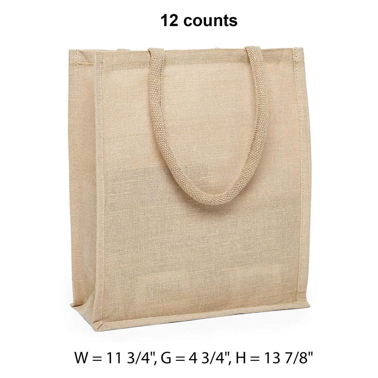 Natural Jute Shopping Bags 11 3/4 '' X 4 3/4 '' X 13 7/8 '' Fine Weave Large