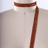 5/8" 2 Yards Burnt Orange Glitter Elastic Trim Halloween Craft Headbands DIY Sewing