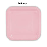 24 Count Light Pink Square Paper Dessert Plates for Birthday Party 7"