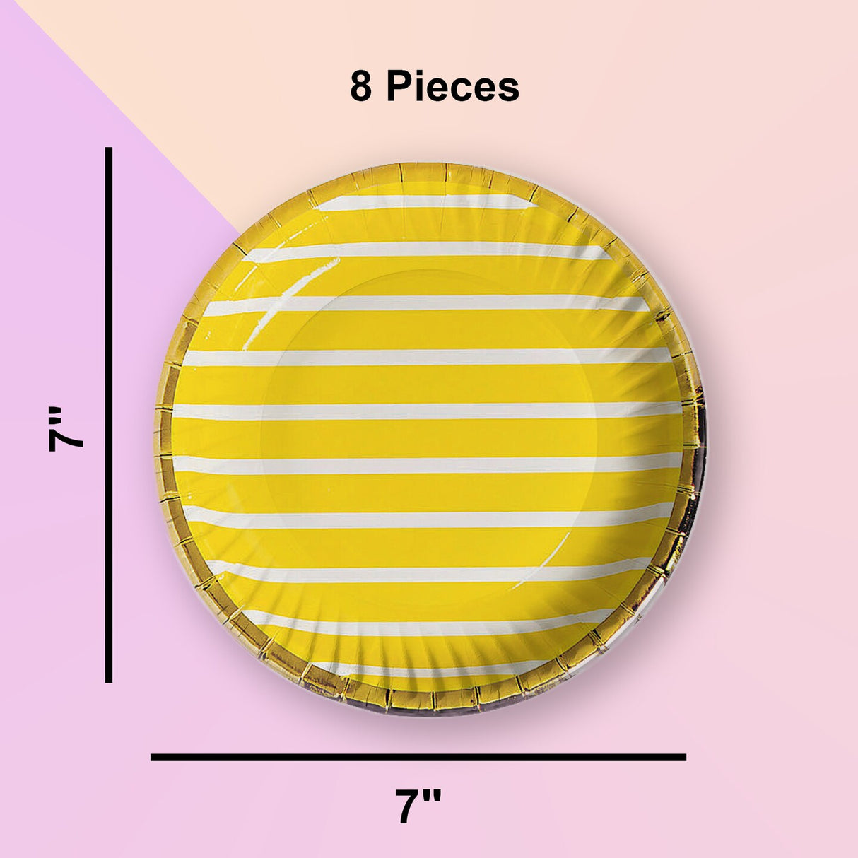 8 Ct.Elegant Gold Rim Pastel Paper Dessert Plates Spring & Easter Party Supplies 7"